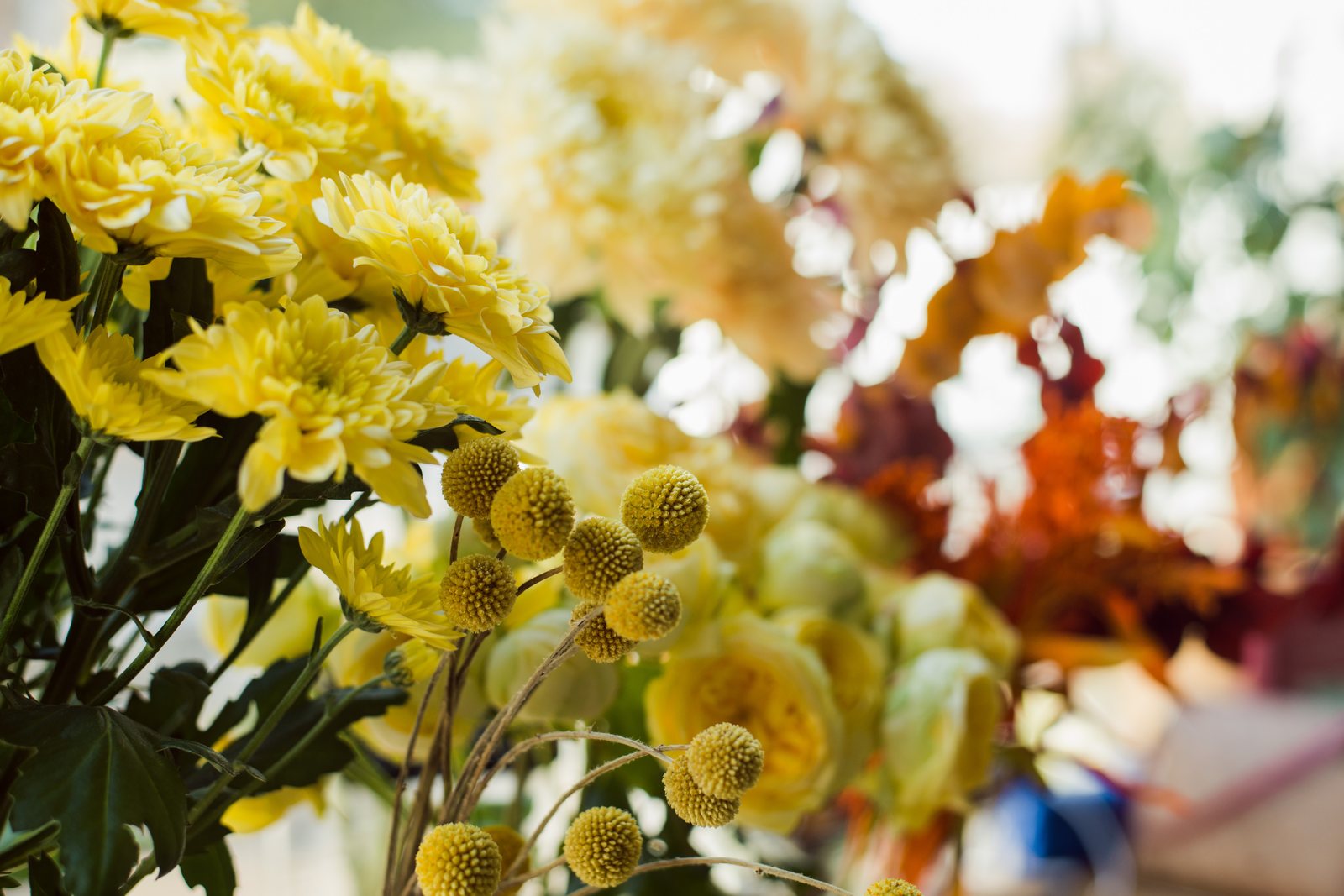 A bright yellow flower arrangement